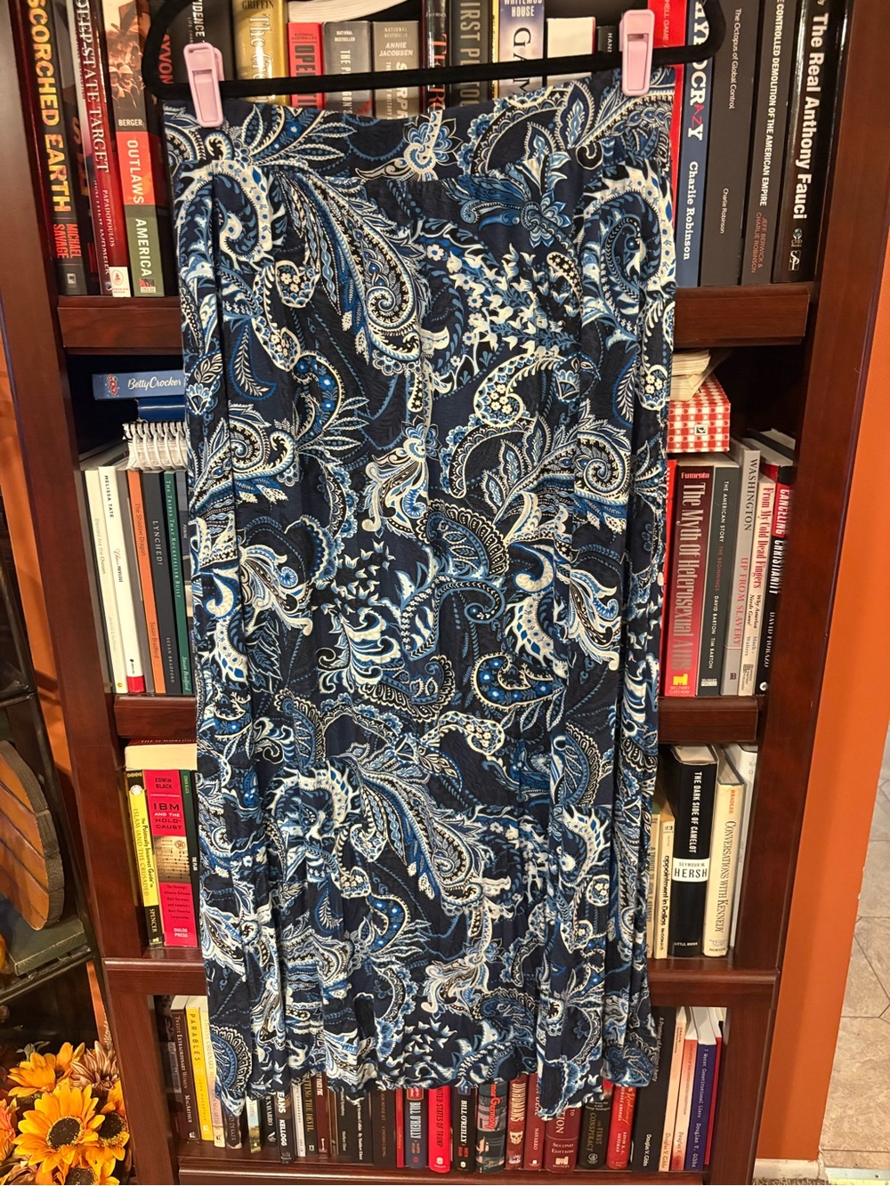 Jessica London Navy and White Paisley Maxi Skirt